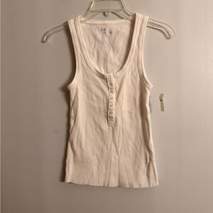 Aerie Cream Button-Front Tank Top